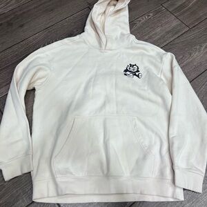 H&M Cream Crewneck Hoodie with Small Black Felix Graphic
